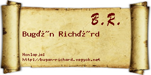 Bugán Richárd névjegykártya